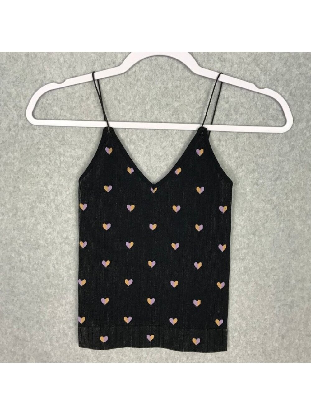 Aura Hearts Brami Tank Top XXS XS Love Stretch Yoga Quirky Whimsical Active